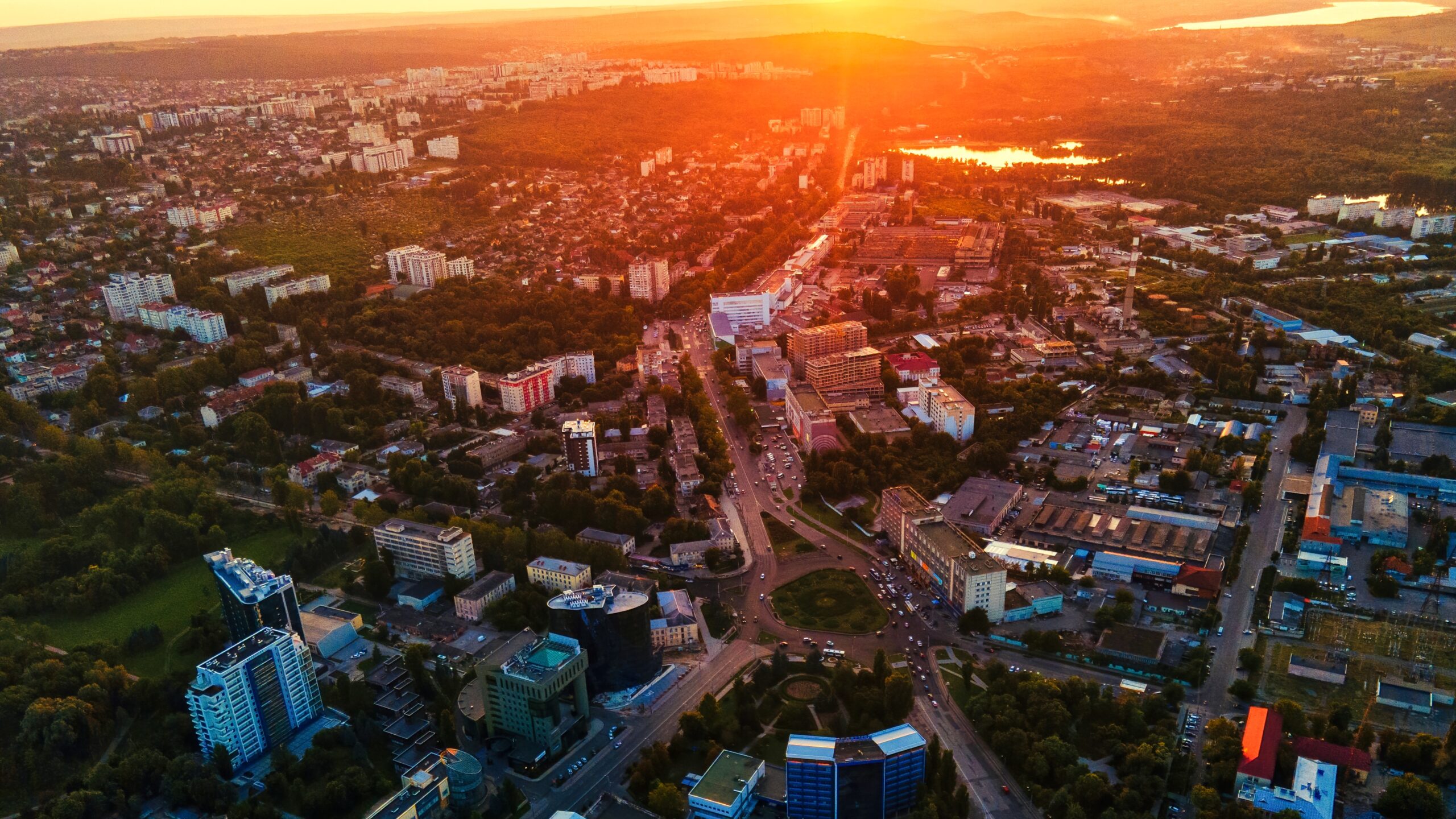 Aerial drone view of Chisinau, Moldova