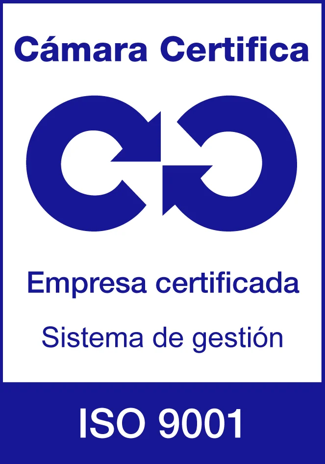 Sello de empresa certificada en gestión de calidad ISO 9001