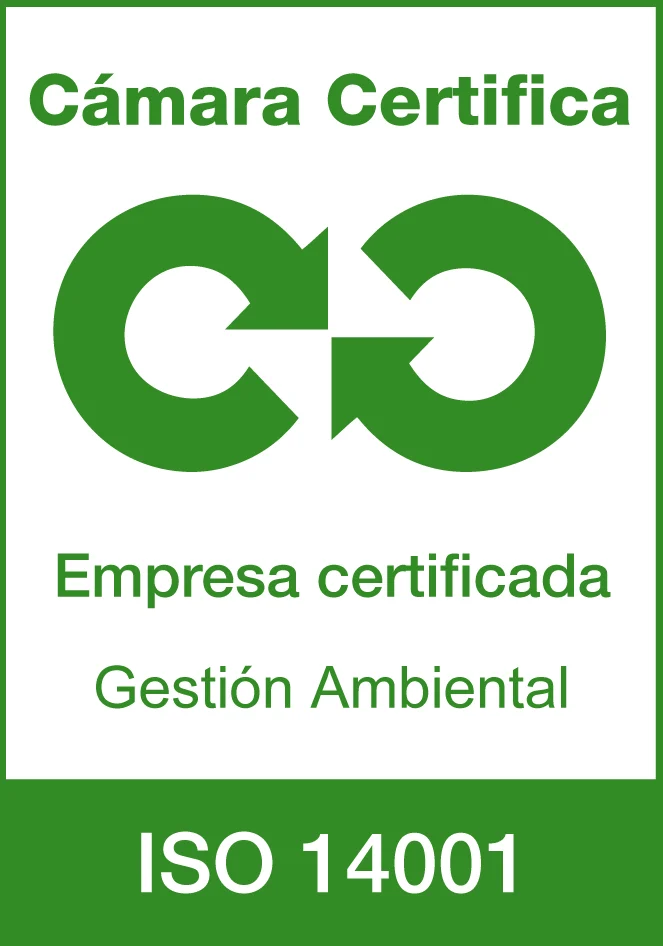 Sello de empresa certificada en gestión ambiental ISO 14001